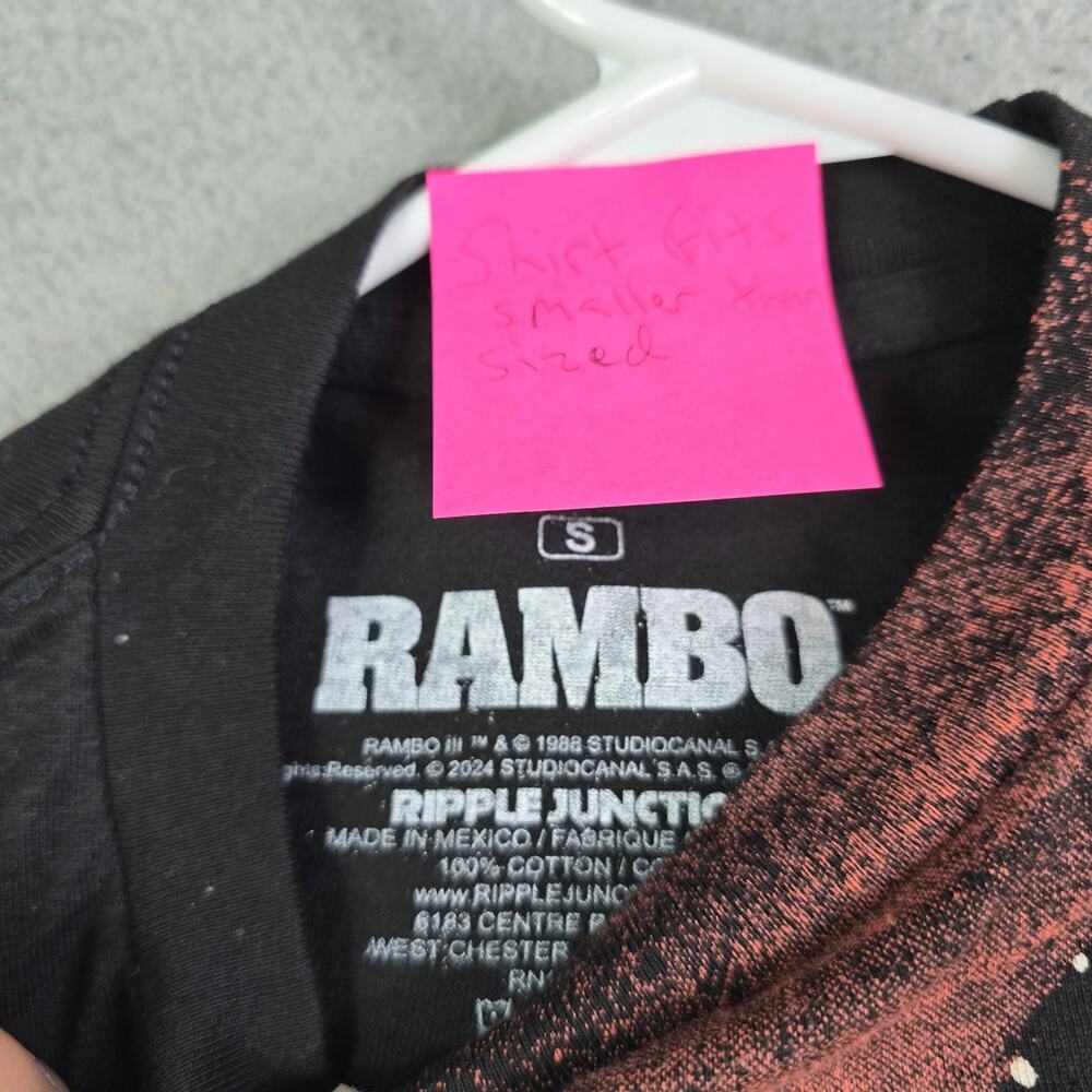 Ripple Junction Rambo T-Shirt Men's S (XS Actual) Big Graphic Retro Sly Stallone - Picture 4 of 7